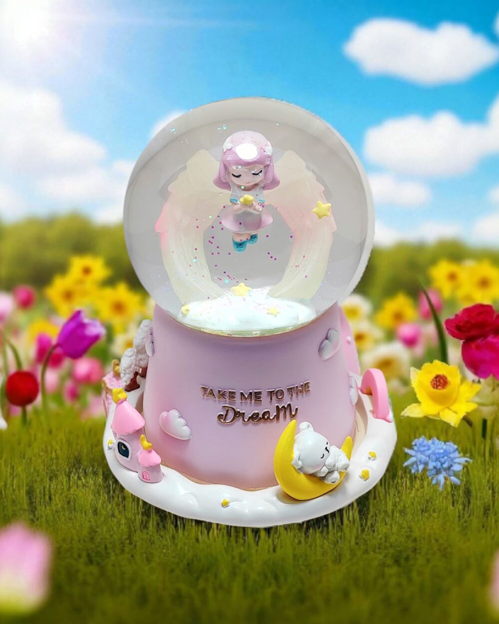 "Dream" Rotating Snow Ball (pink)