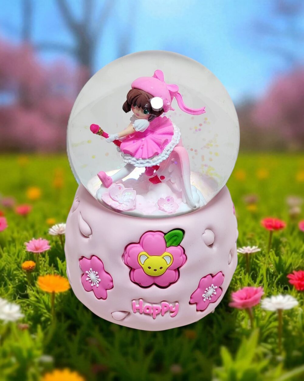 " Happy" Special Snow Ball w/light & sound (pink)