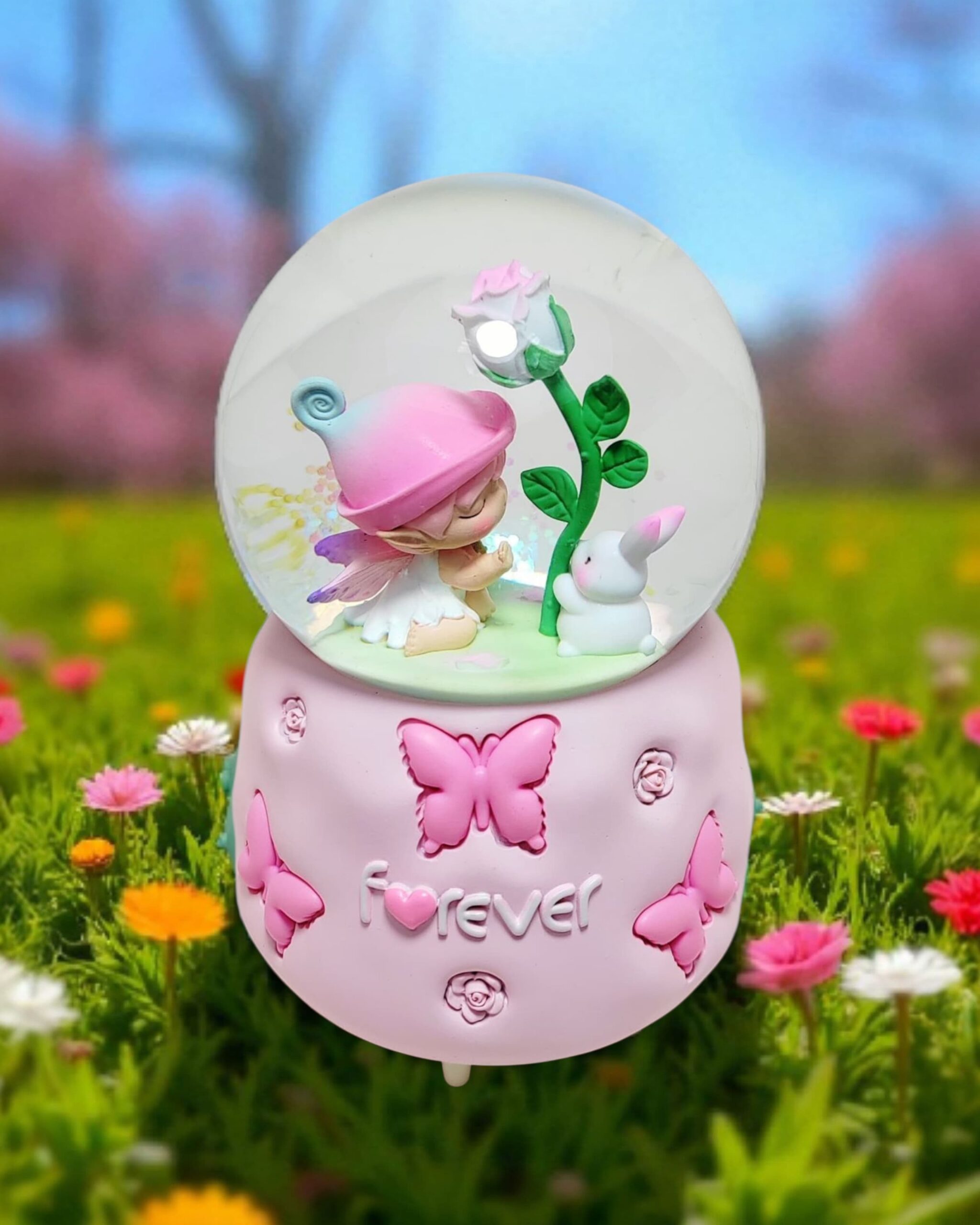 "Forever" Special Snow Ball w/light & sound (pink)
