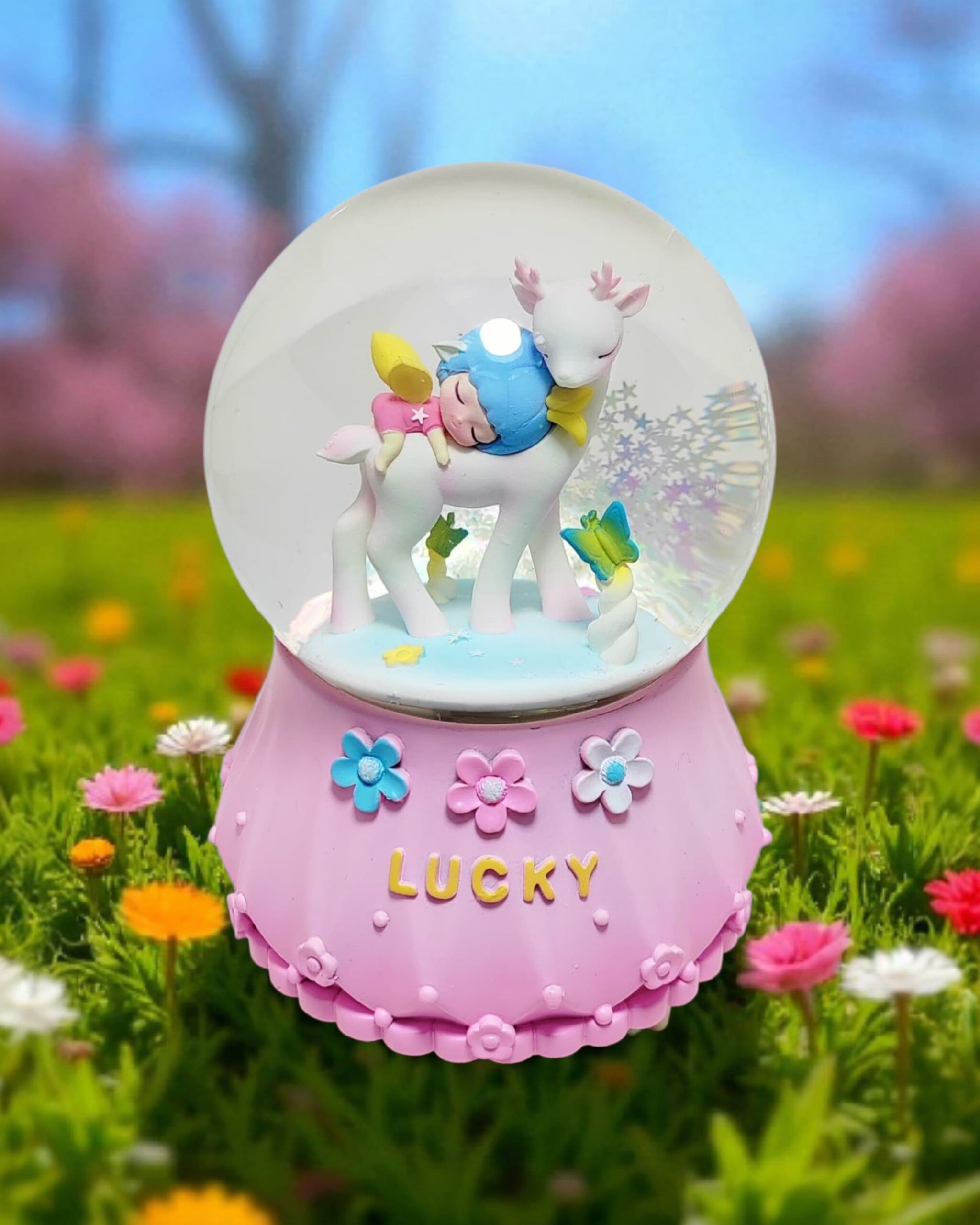 "Lucky" Special Snow Ball w/light & sound (pink)