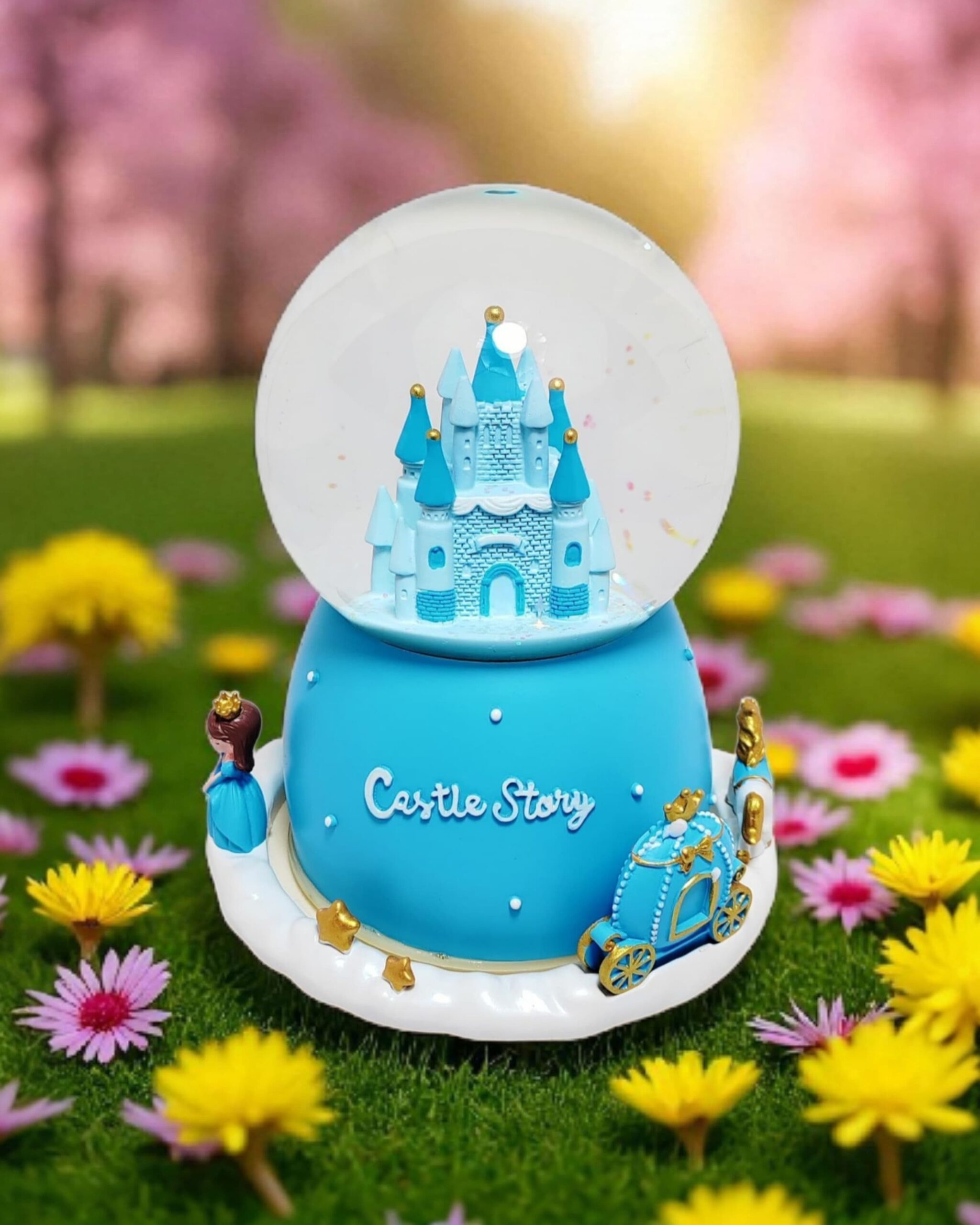 "Castle Story" Rotating Snow Ball (blue)