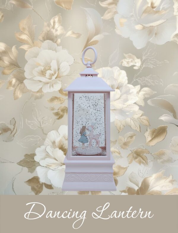 Dancing Glitter Lantern Medium "Girl & Deer"