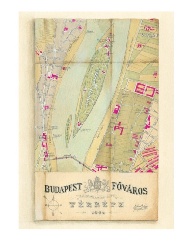 Budapest Map Vintage Greeting Card