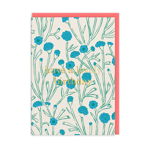 Blue Floral Have A Lovely Birthday Card