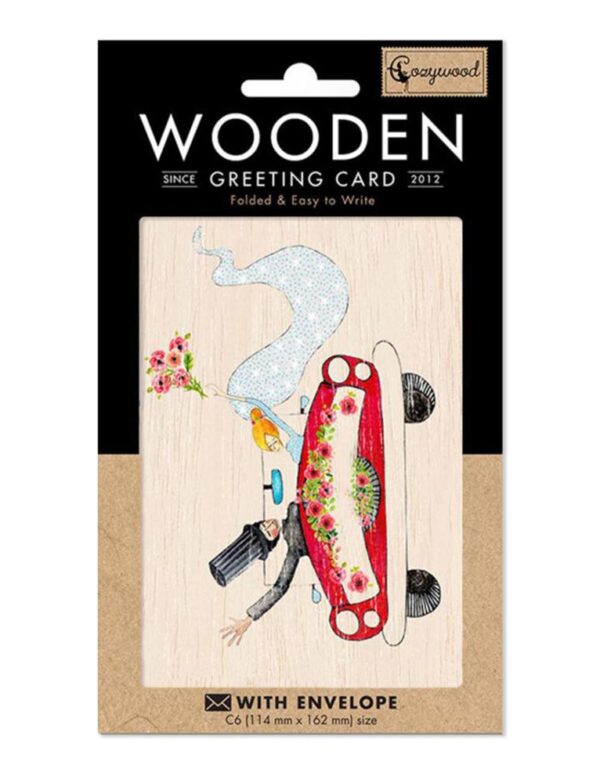 "Happy Newlyweds" Wooden Greeting Card