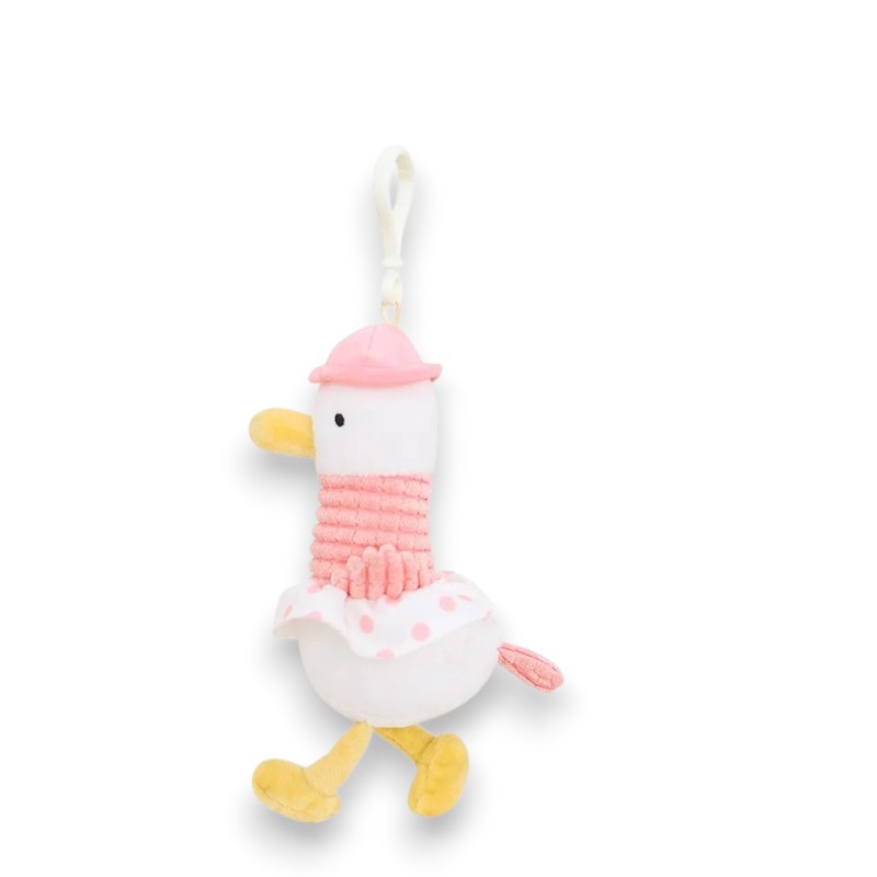 "Fashion Duck" Plush Doll Keychain (Pink hat)