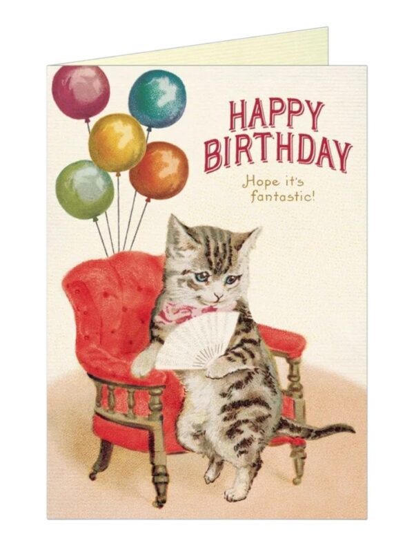 "Vintage Cat Design" Birthday Greeting Card