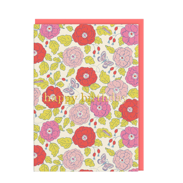 "Butterfly Floral Happy Birthday" Greeting Card
