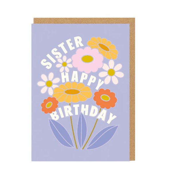 "Happy Birthday Flowers Sister" Greeting Card