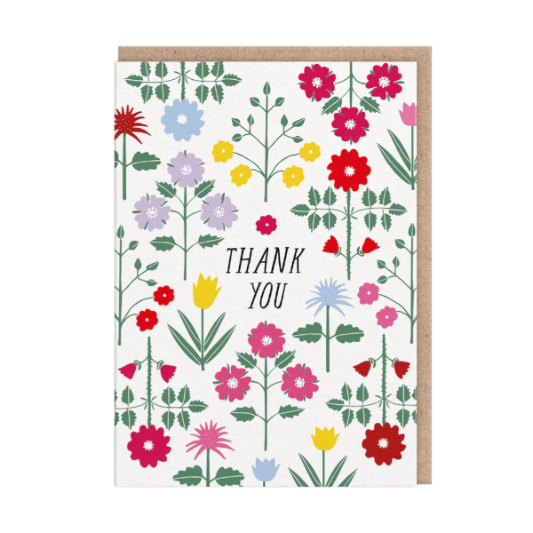 "Floral Pattern Thank You" Greeting Card